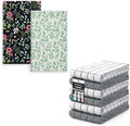 Homaxy Bundle: Premium Cotton 16"x28" Grey Check 6 Pack Ring Spun 390