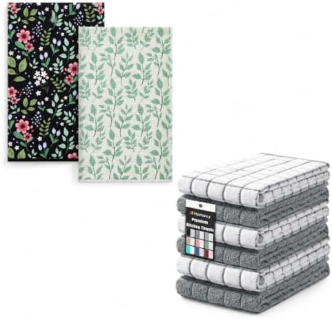 Homaxy Bundle: Premium Cotton 16"x28" Grey Check 6 Pack Ring Spun 390