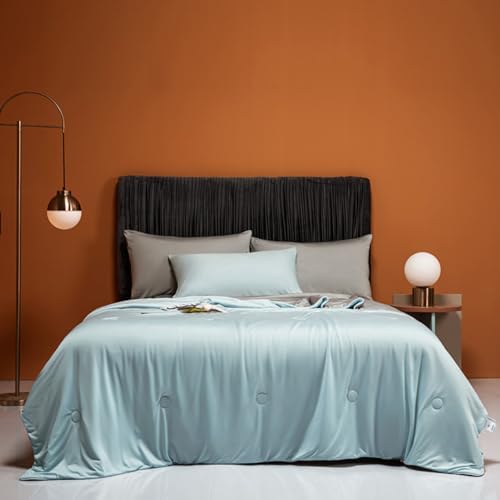 LLanCL Cooling Blanket 90" x 90" Blue & Grey and Cooling Pillowcases