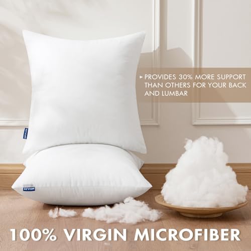 MIULEE Set of 2 Throw Pillow Inserts 18x18 Inches with 100% Virgin