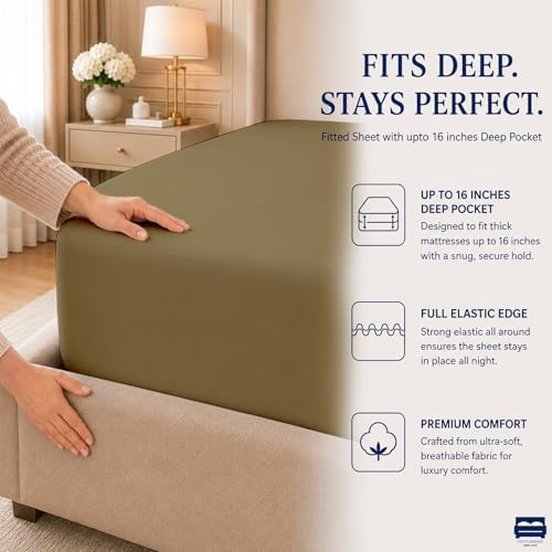Cottingon 4 Pc Twin Extra Long Sheets for Dorm Bedding, 100% Egyptian