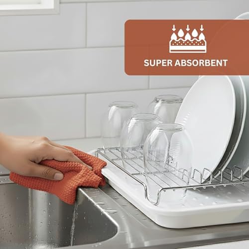 PurpleEssences Solid Kitchen Cloths, Dish Cloth 12x12 Set of 6 - Rust
