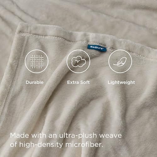 Bedsure GentleSoft Fleece Throw Blanket for Couch Oxford Tan