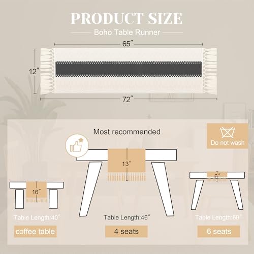 FEXIA Farmhouse Table Runner for Home Decor 12x72 Grey Fall Home Decor