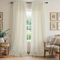 Flax Linen Curtains 84 Inch Length for Living Room 2 Panel Back Tab