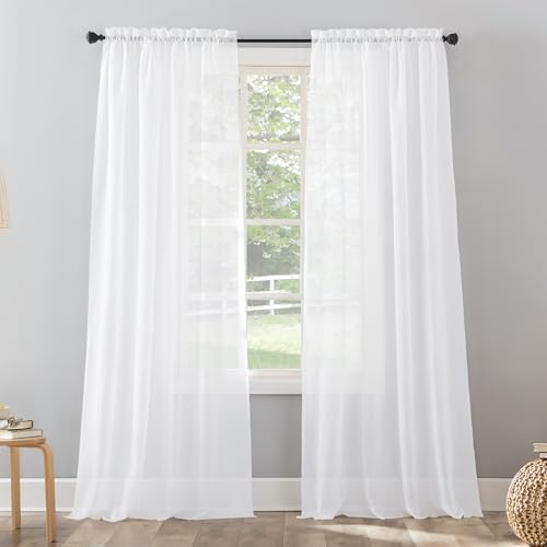 No. 918 Erica Crushed Sheer Voile Rod Pocket Curtain Panel, 51" x