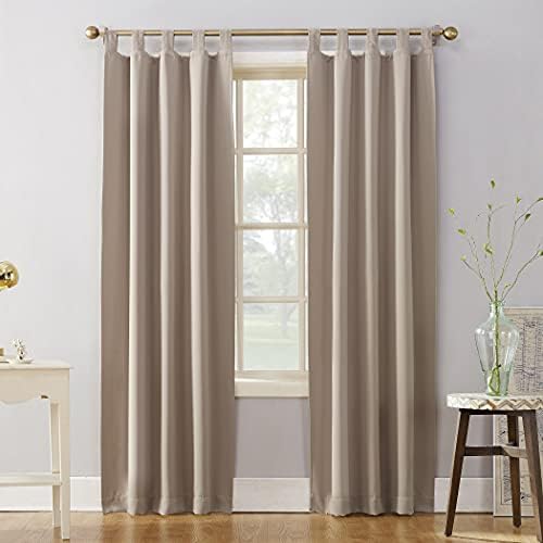 LITTLE BIRD Polyester Blended Tab Top Curtains for Living Room Privacy