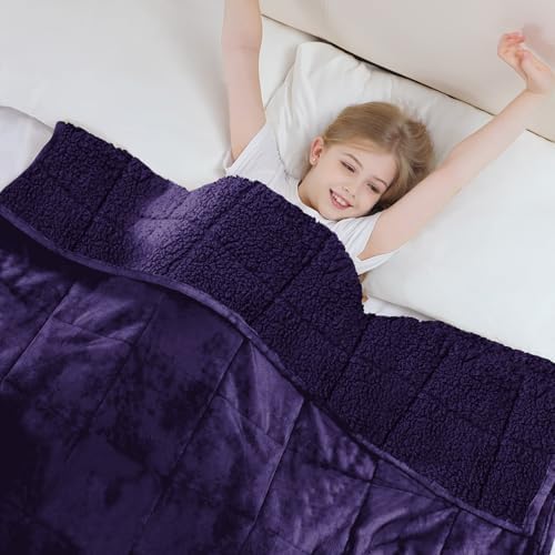 Aemicion Weighted Blanket (10lbs, 48"x72",Purple on Both Sides),Cozy