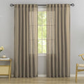 DONREN Taupe Burlap Linen Back Tab Curtains 84 Inch Length for Living