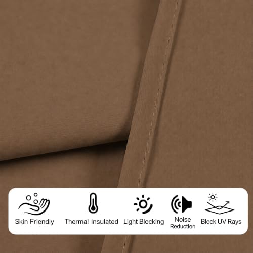 AMAY Back Tab Blackout Curtain Panel, 52" W x 120" L, Coffee, 1 Drape