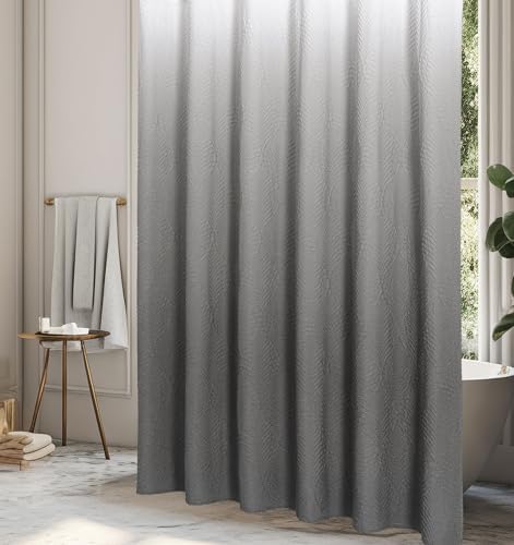 Gibelle Ombre Grey Shower Curtain for Bathroom, Farmhouse Bath Curtain