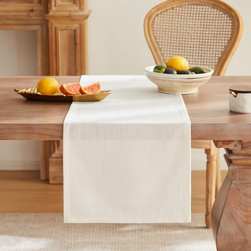ZeeMart Rustic Cotton Linen Table Runner, 13x72 Inches Off White
