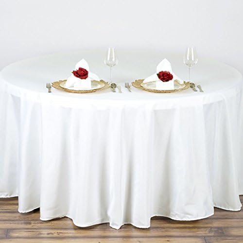 TABLECLOTHSFACTORY 90 Inch Ivory Round Tablecloth - Linens Polyester