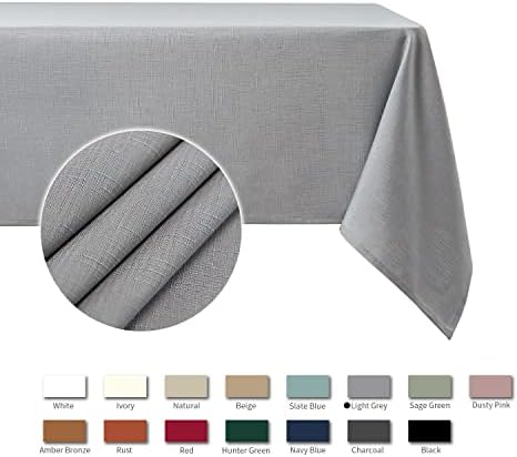 maxmill Faux Linen Texture Tablecloth Stain Resistant Waterproof