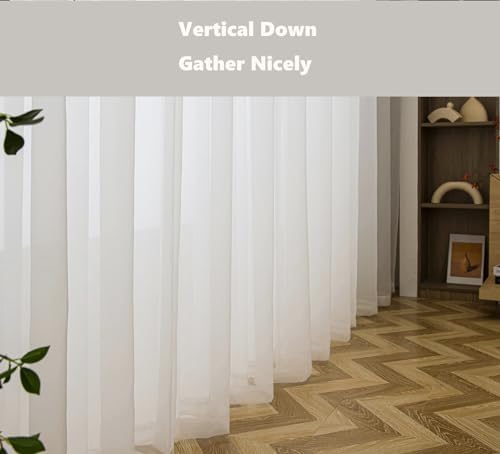 PI Sheer Curtain 108 Inches Long,Light Window Drapery Soft Airy Voile