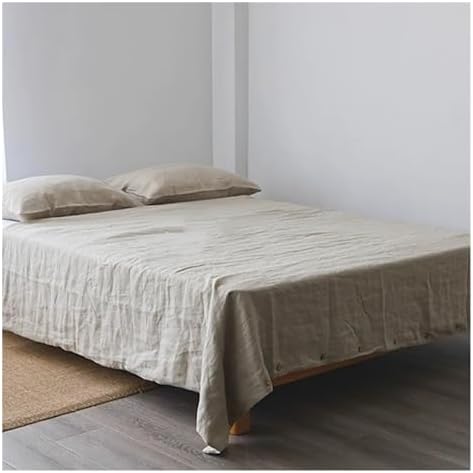 UOIO 3pcs Linen Duvet Cover Basic Style Natural Washed Flax Solid