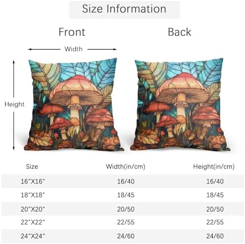 Summer Pillow Covers 22x22 Inch Set of 2, Mushroom Throw Pillow Covers