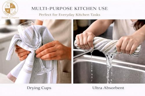 Set of 12 Cotton Kitchen Towels, Dish Cloths, Kitchen Washcloths