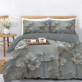 Duvet Cover Set King, 3D Minimalist Bird Flower Brushed Microfiber
