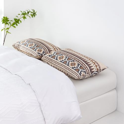 YuHeGuoJi Retro Aztec Pillow Cases King 100% Cotton Boho Geometric