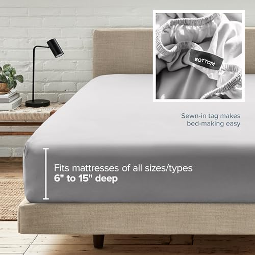 Bare Home King Fitted Sheet - 1800 Ultra-Soft (King, Light Grey)