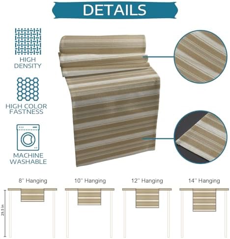 Brown Grey Striped Table Runner and Placemats for Dining Table,Burlap