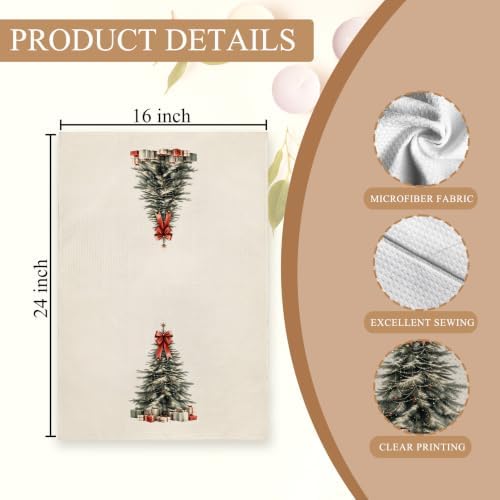 OHSUL Neutral Christmas Tree Kitchen Dish Towels Dishcloth 16x24 Inch