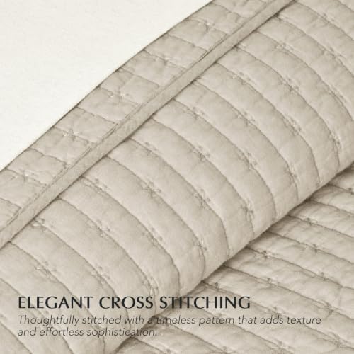 EVERGRACE Cross Stitch Pre-Washed Cotton Quilt Bedding Set King Size