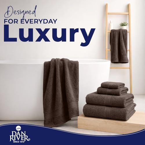 DAN RIVER 8 Piece Luxury Bath Towels for Bathroom, Towel Set, Brown