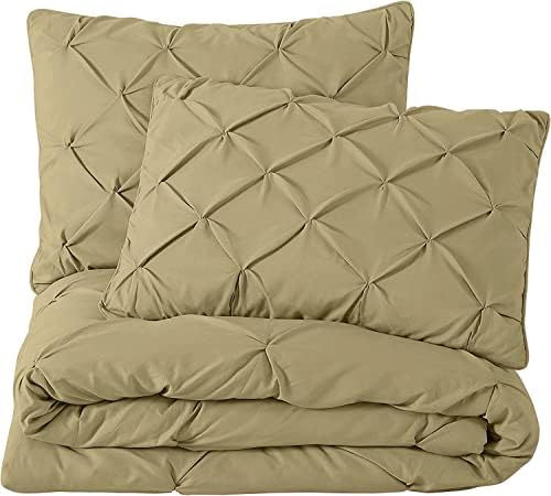 3 Pc- Duvet Cover Set, Zipper Closure, Full/Queen, Taupe Solid.