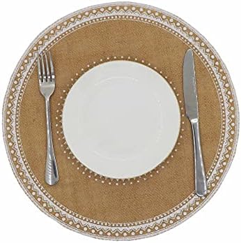 Round Placemats Set of 4, Dining Winter Modern Dinner Braided Beige