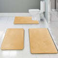 Clara Clark 3 Piece Bathroom Rugs Bath Mat Set, Velvet Memory Foam