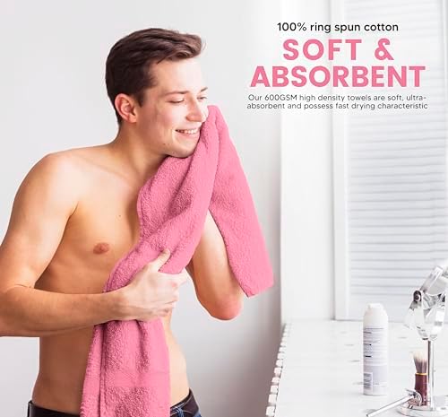 Towel and Linen Mart 100% Cotton 12 Pack Bath Towel Set, Quick Dry
