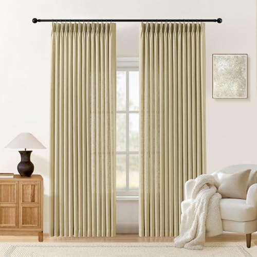 AUSSPVOCT 40 Inch Wide Semi Sheer Pinch Pleat Curtains 108 Inches Long