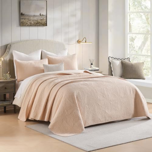 Homzard 100% Cotton Quilt Set Queen Size 3-Piece Coin Pattern