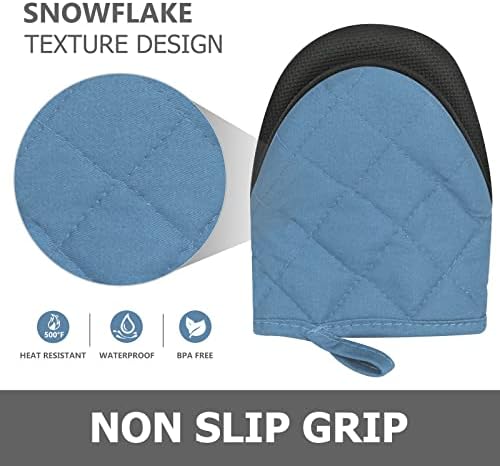 1 Pair Short Oven Mitts - Silicone Kitchen Oven Gloves High Heat
