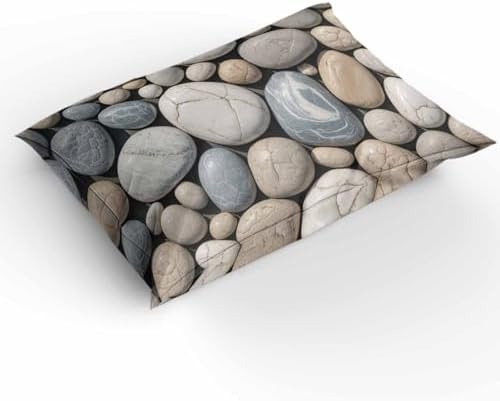 Duvet Cover Set Queen, Abstract Natural Grey Cobblestone 3 Piece