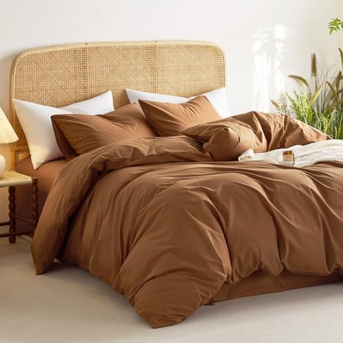 Wake In Cloud - Cotton Duvet Cover Set, 100% Washed Cotton, Linen Like