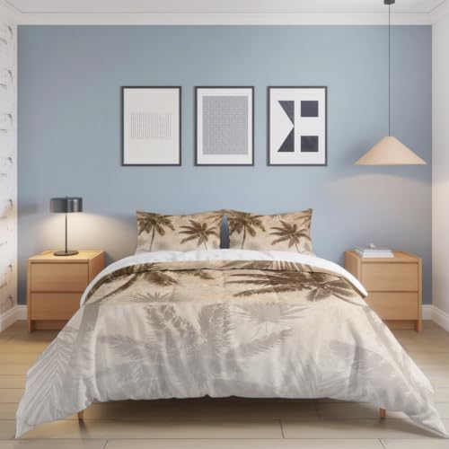 Palm Trees Duvet Cover Twin Size Bedding Set 4 Pieces, 1
