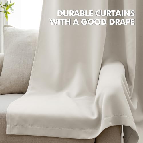 MIULEE Ivory Blackout Bedroom Curtains Drapes 84 Inch Long 52"x84"