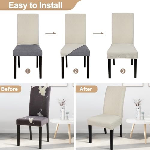 SearchI Water Repellent Dining Room Chair Covers, Set of 6, Jacquard