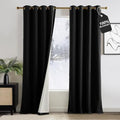 NICETOWN 100% Blackout Black 120 inch Long Velvet Curtains for