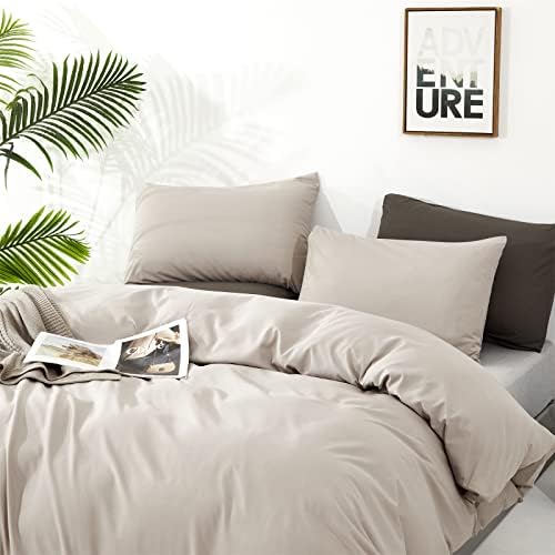 Pureant Beige Khaki Comforter Queen Oatmeal Bedding Cream Coffee