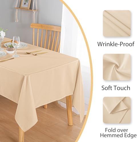 Hiasan Jacquard Textured Rectangle Tablecloth 52x70 Inch, Beige