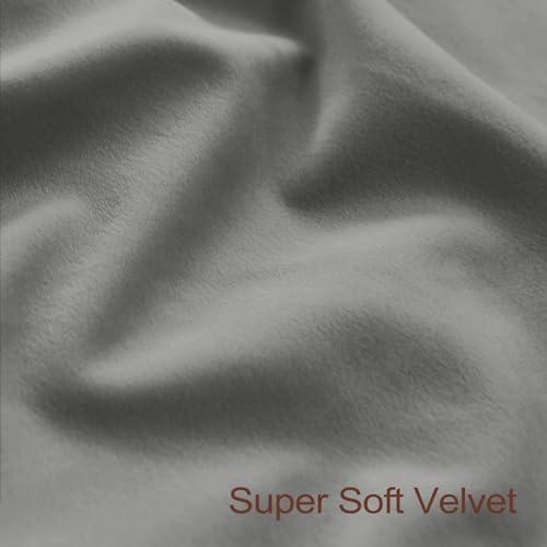 Fcosie Grey Velvet Drapes 120 Inches Long Grommet Top Curtain Panel