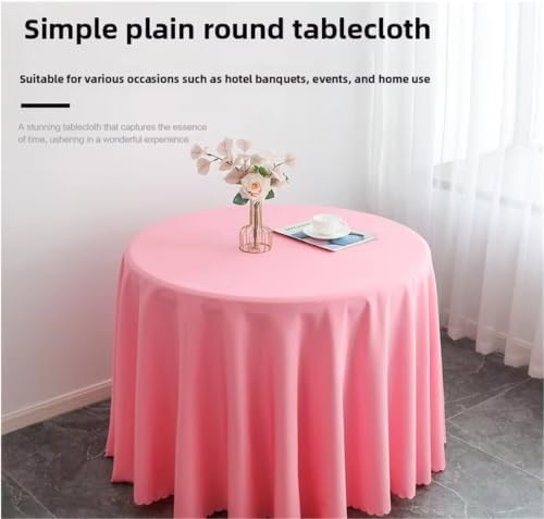 Round Solid Color 90 Inch Polyester Linen Tablecloth for Hotels