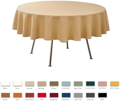 maxmill Round Weaved Texture Design Tablecloth Spill-Proof Wrinkle