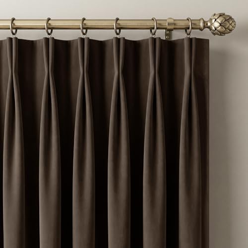 NICETOWN Velvet Pinch Pleated Back Tab Blackout Curtains 96 Inch Long