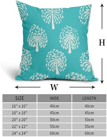Aqua White Tree Pillow Covers 22X22 Inch Set of 2 Vintage Boho