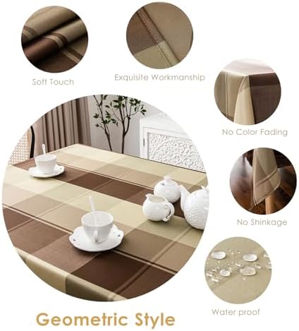 Melodieux Plaid Check Rectangle Tablecloth Holiday Outdoor Table Cover